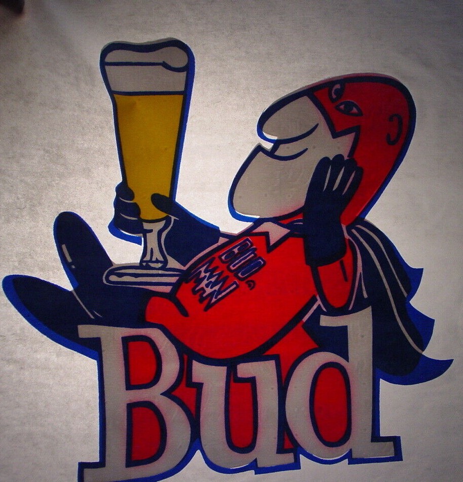 BUD MAN BUDWEISER 1970’s VINTAGE AMERICANA BEER IRON ON TRANSFER B-5