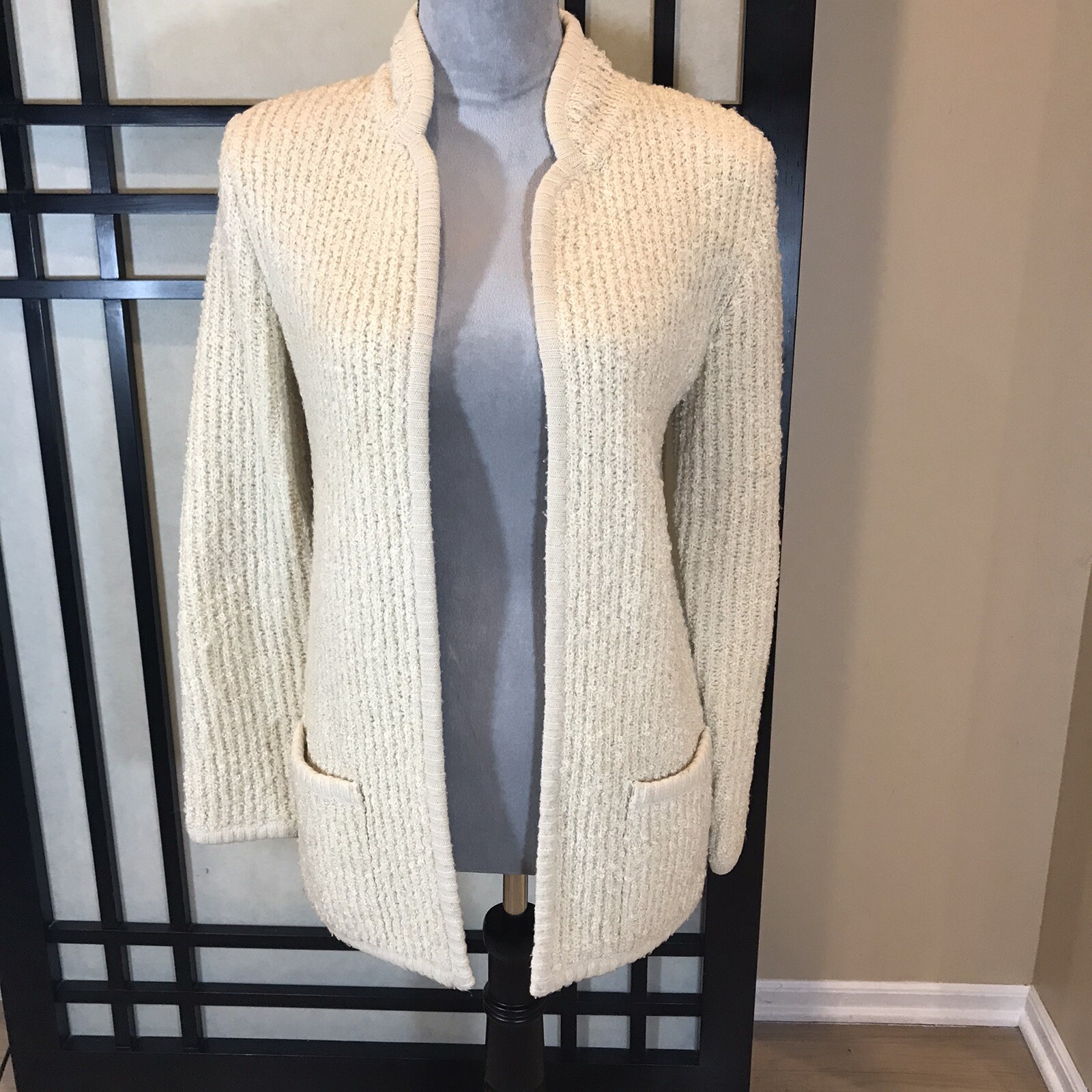 Vintage Adele Joyce Womens Open Cardigan Sweater Jacket Acrylic Size S Hong Kong