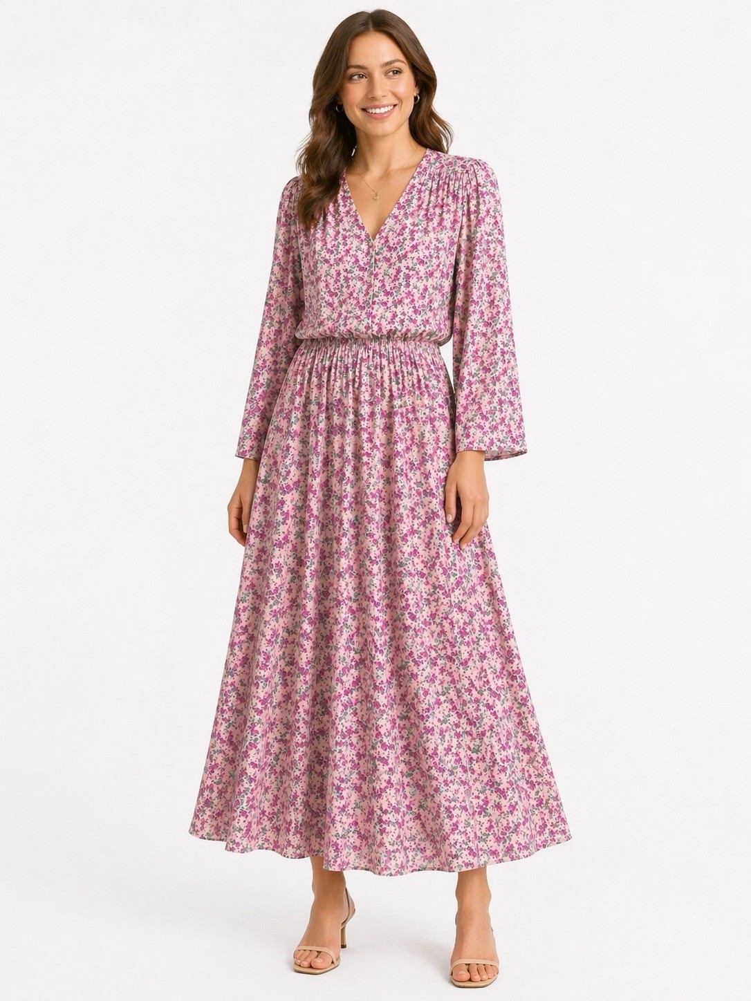 Karin Stevens Floral A-Line Dress 12 Cottagecore Vintage 90s Mom Union Made USA