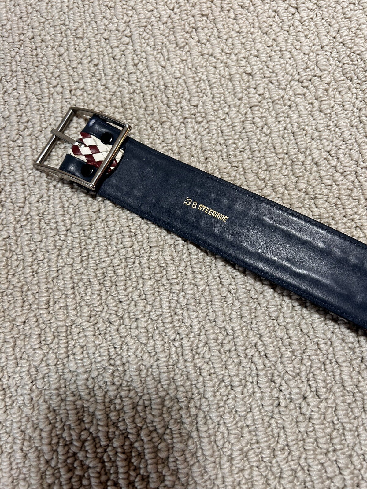 Vintage Wide Navy Steerhide Belt – 38 Inches Waist Size 32-34