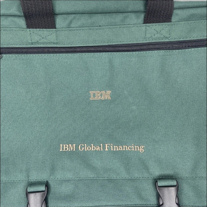 Vintage RARE IBM Air-Tex Canvas Shoulder Messenger Laptop Computer Bag 90s Green