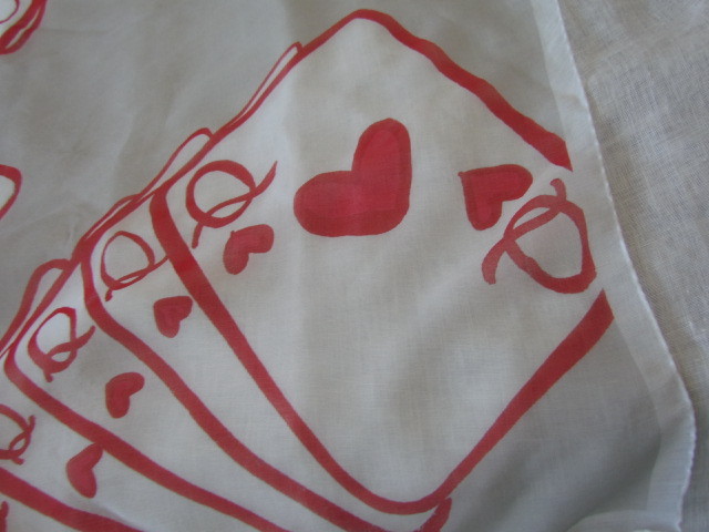 New tag Holt Renfrew Scarf Silk Chiffon White Heart Red Art Work by Anna Coroneo