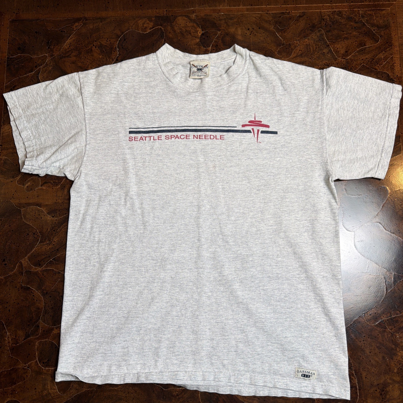 Vintage 90s Oarsman 913 Seattle Space Needle T-Shirt Heather Gray L Made In USA