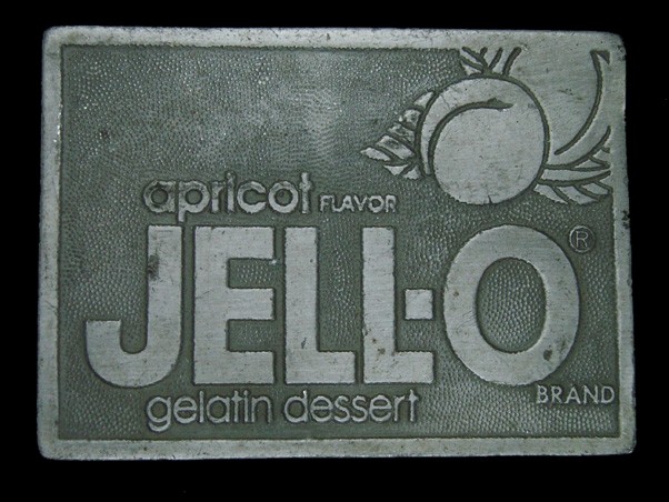 UA05103 VINTAGE 1970s **APRICOT FLAVOR JELL-O GELATIN DESSERT** BELT BUCKLE