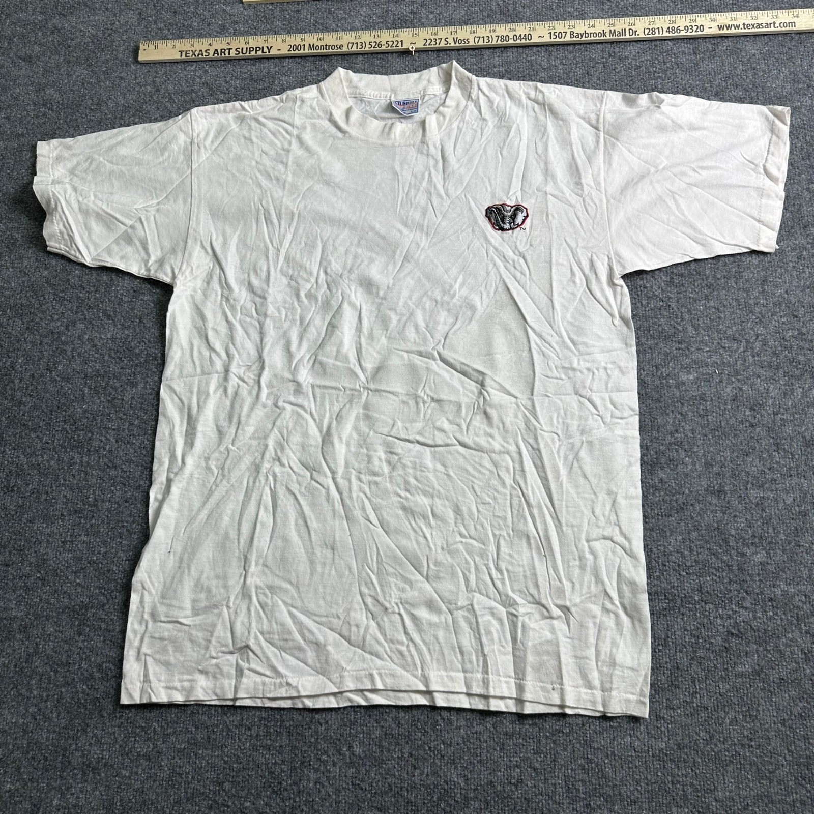 All Sport T-Shirt Mens Size XL White Cotton Embroidered Bulldog Logo Heavyweight