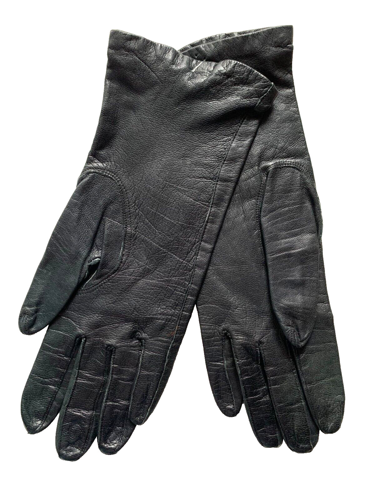 Vintage Black Kid Leather VAN RAALTE Silk Lined Women’s Gloves Size 6 1/2 USA