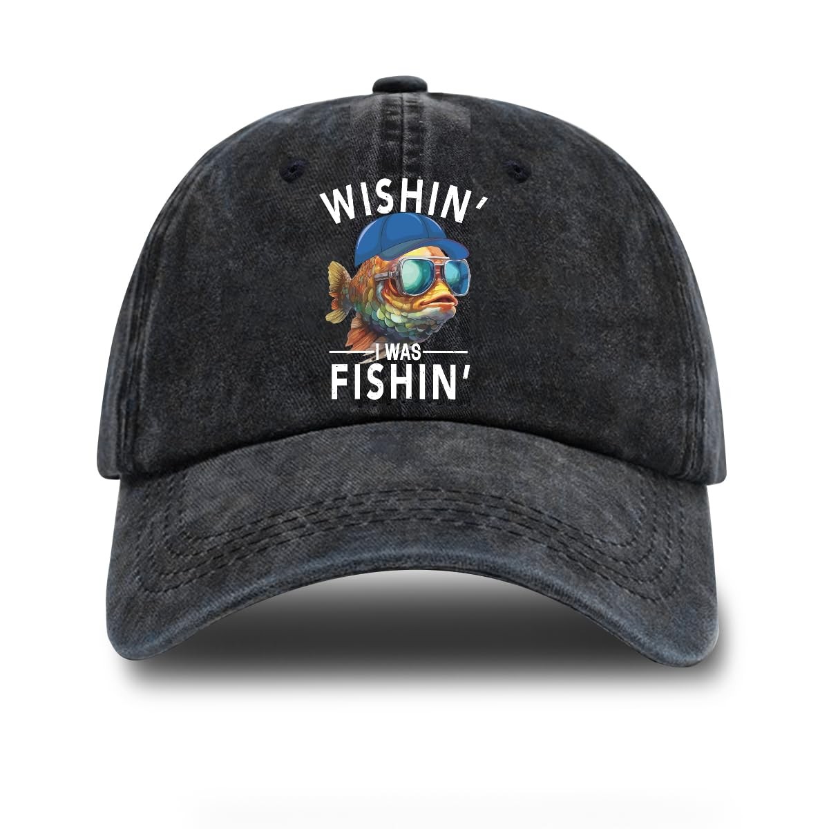 rofiowa Wishin’ I was Fishin’ Adjustable Vintage Washed Cotton 7-7 3/8, H
