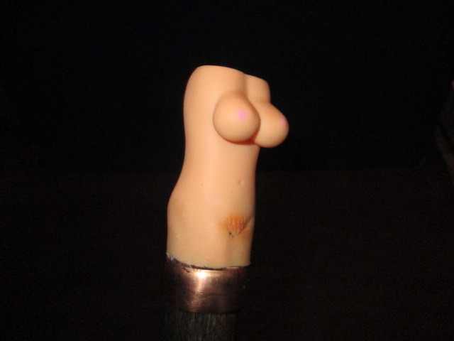 MW.A472: UNUSAL FEMALE NUDE NAKED LIGHTER HOLDER HANDLE & ASH WALKING STICK CANE