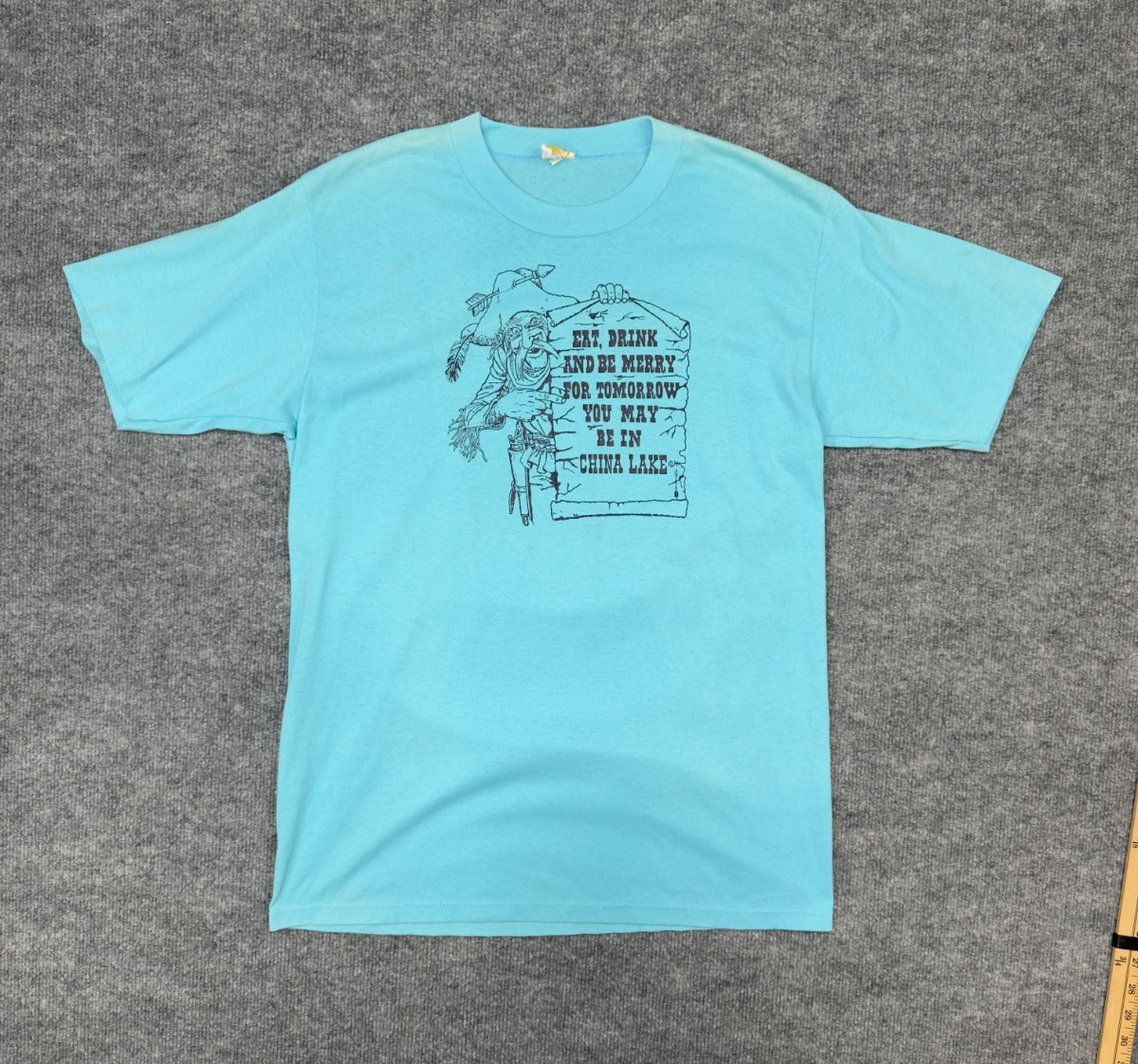 Vintage 80s Velva Sheen China Lake Graphic T-Shirt XL USA Single Stitch