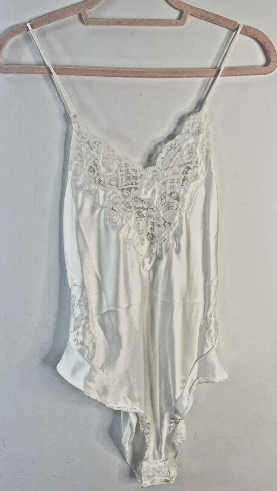 VTG 80’S NOS VENTURA SOFT WHITE SATIN&LACE ONE PIECE TEDDY*S/M