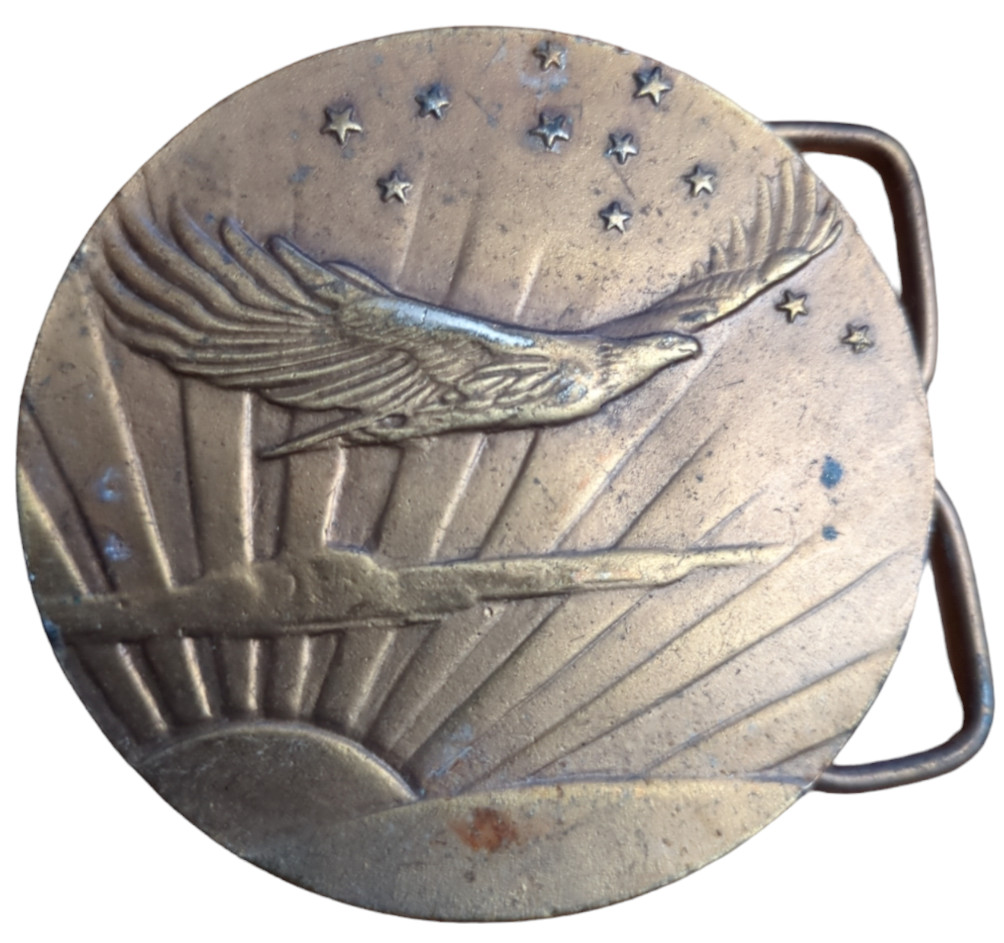 Vintage America Eagle at Sun Rise With Stars Belt Buckle Bergamot Brass Works