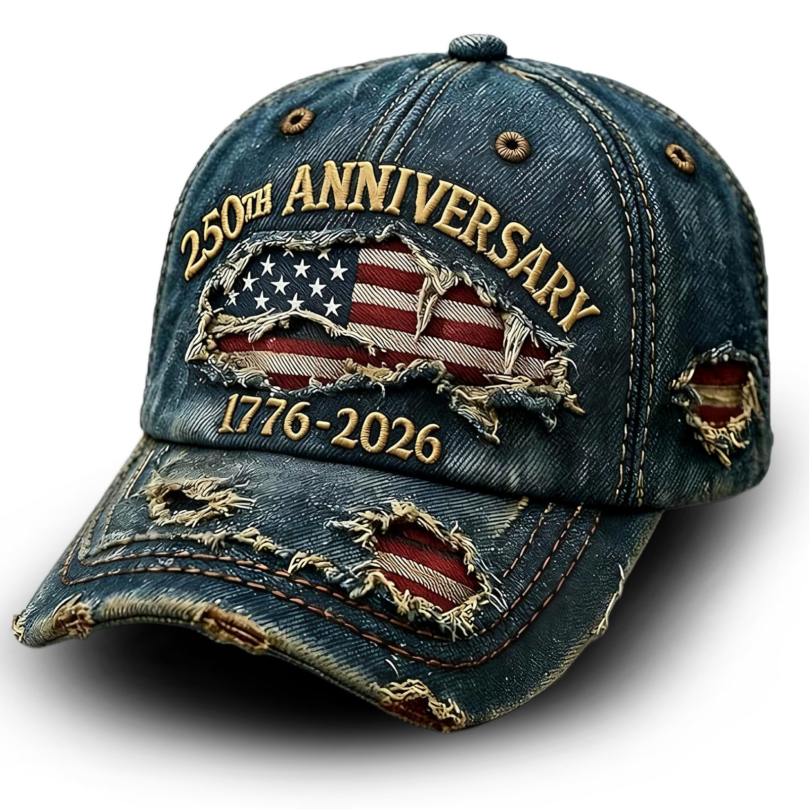 USA 250th Anniversary Baseball Cap,1776-2026 American Flag One Size, Blue