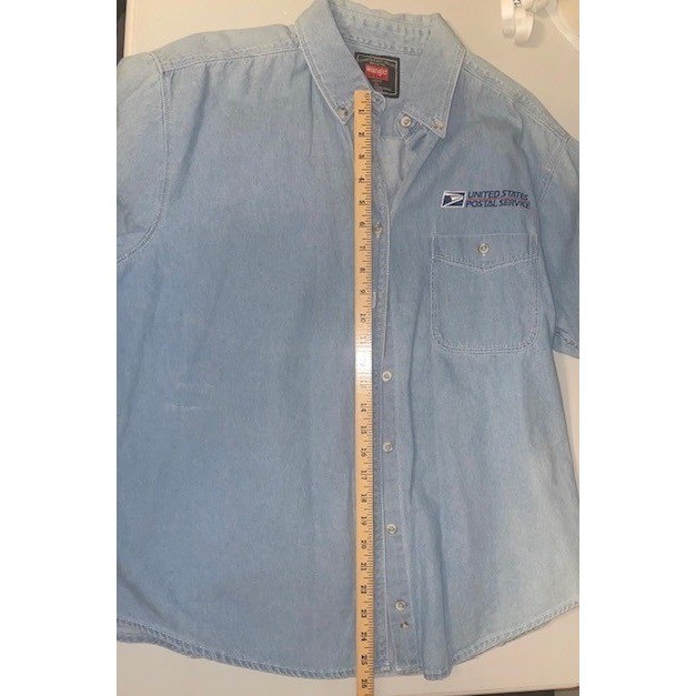 Vtg Women’s Denim Button Down Shirt with USPS Postal Logo XL