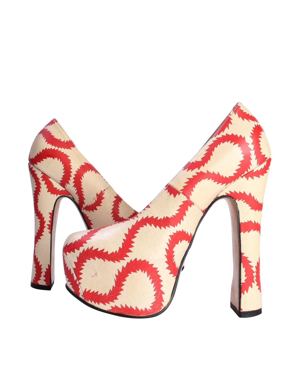 Vivienne Westwood SS 2013 Iconic ‘Pirate’ Squiggle Print Leather Elevated Court