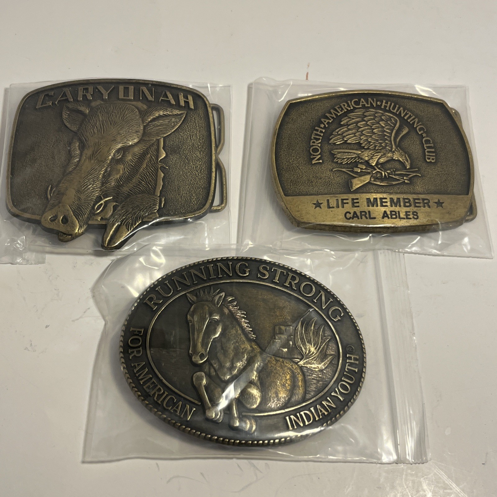 Lot of 3 Vintage Belt Buckles Multi Colored & Mixed Styles & Themes