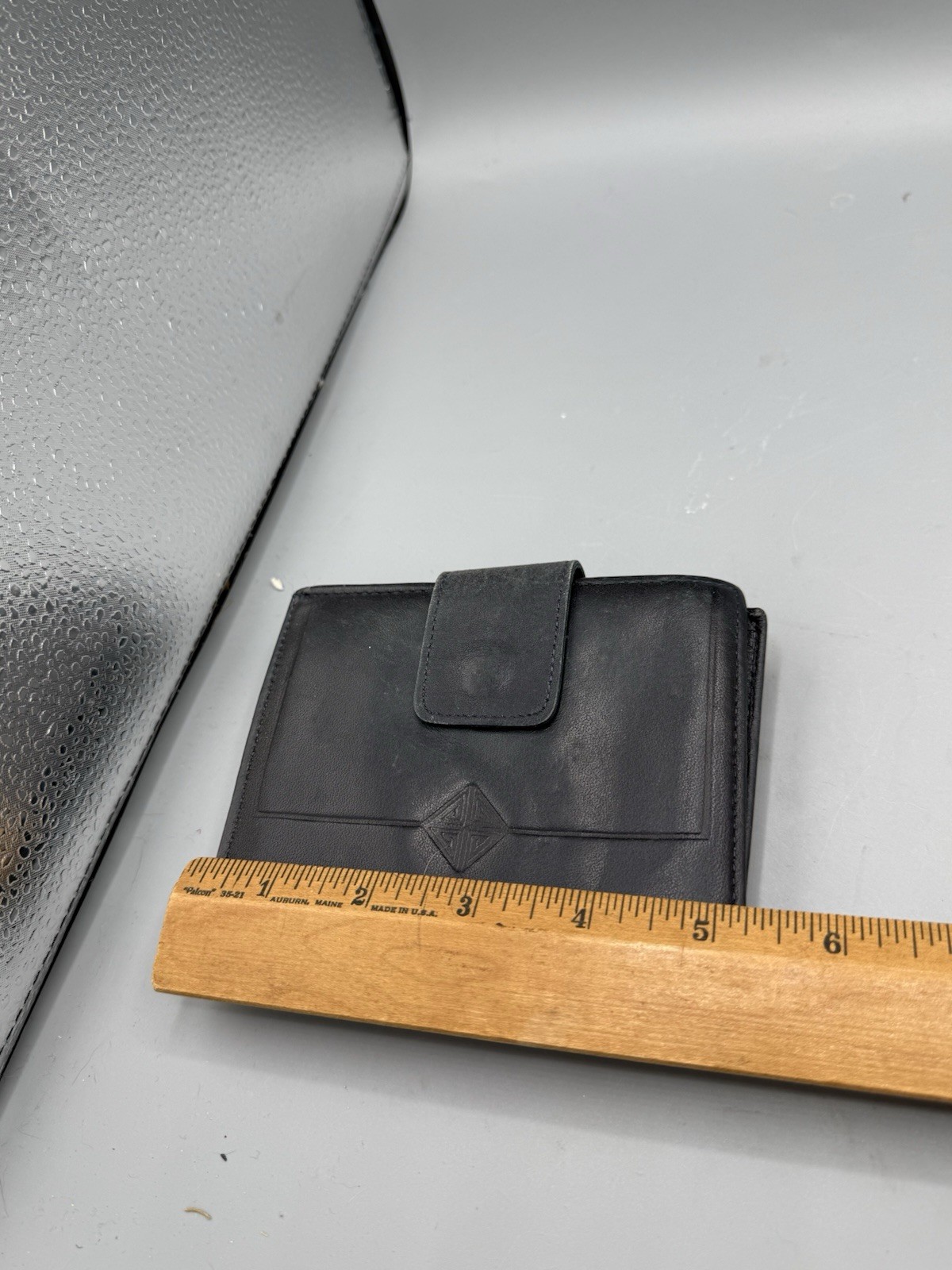 Princess Gardner Black Leather Wallet Kiss Lock Coin Purse ID Window