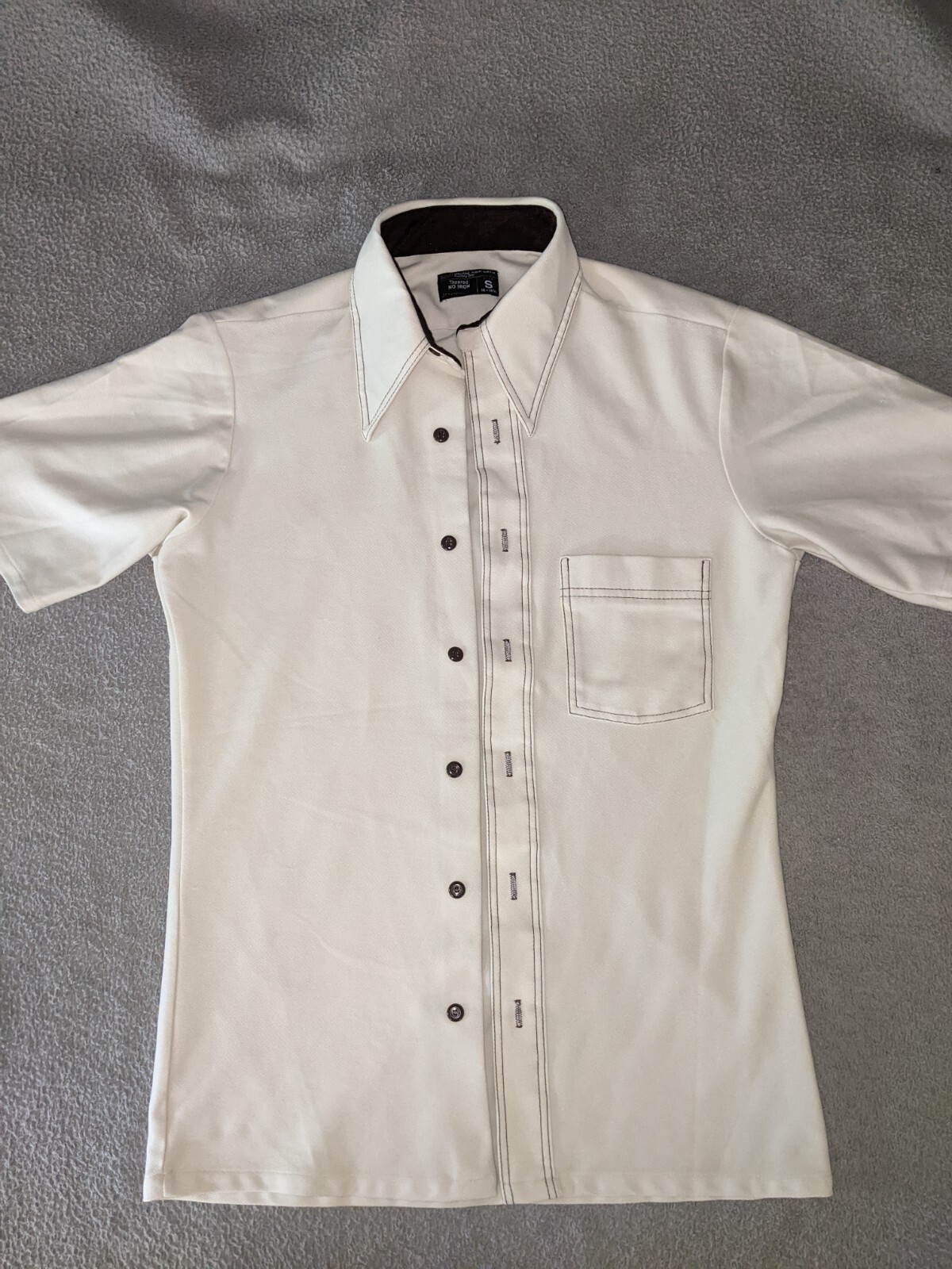 Vintage JC Penney Shirt Short Sleeve 14 14-1/2 S Tapered No Iron Tan/Brown