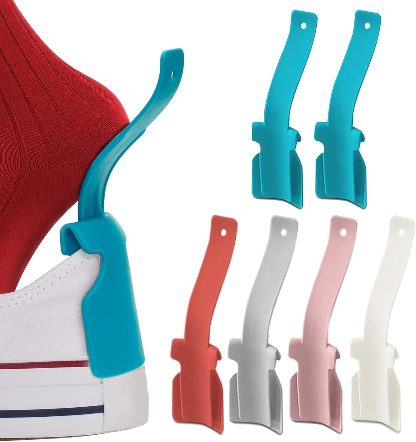 6 Pcs Lazy Shoe Helper Portable Sock Slider – Short Handled Shoe Horn – Shoe Lif