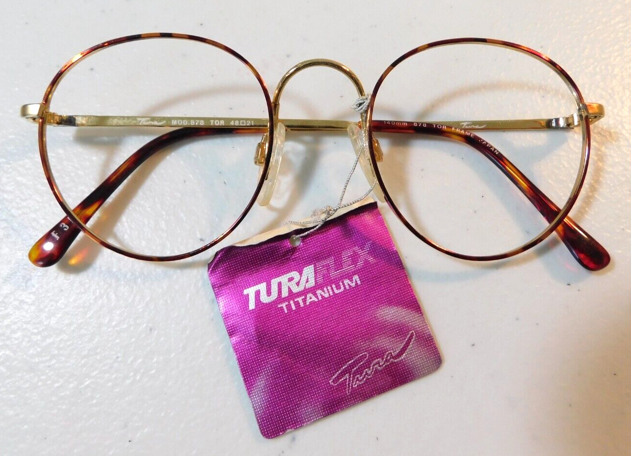 Vintage TURA Turaflex Mod. 878 Tortoise 48/21 Eyeglass Frame New Old Stock #308