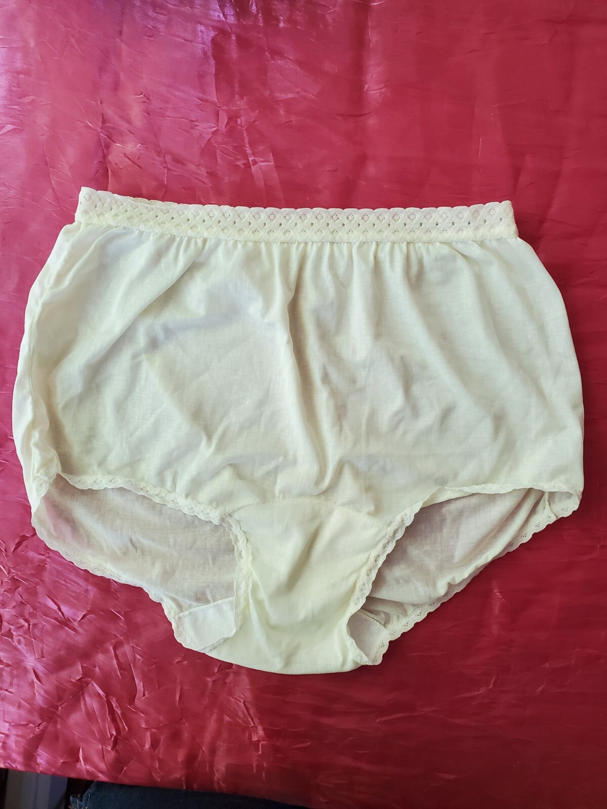 Vtg Sheer Hi Panties Shiny Silky Nylon Gusset Lace Sz 6 Sissy Sexy Granny Panty
