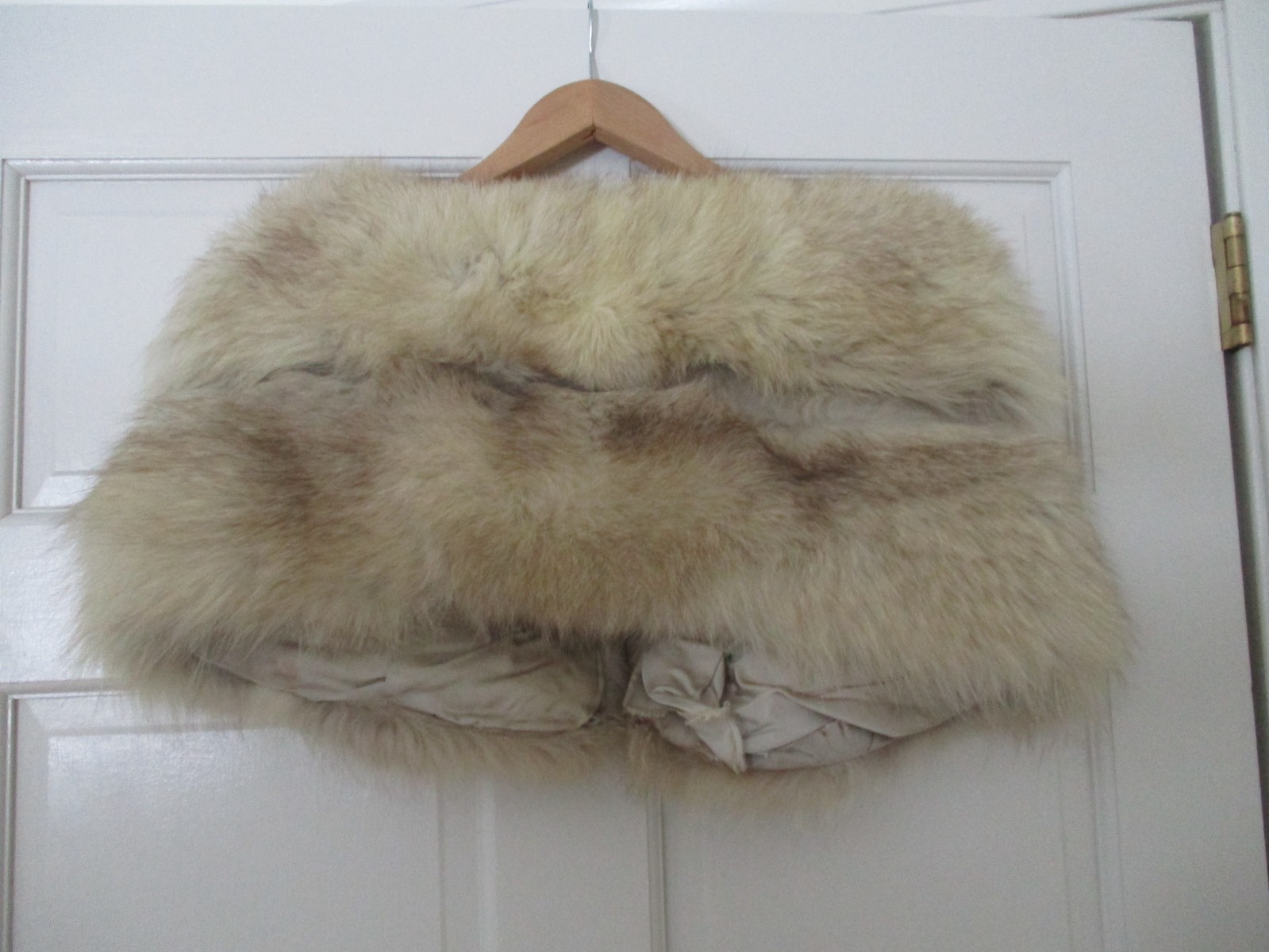 Vintage Handmade Natural Ivory Fox Fur Stole Shrug Wrap Bridal 41” 2 Pelts