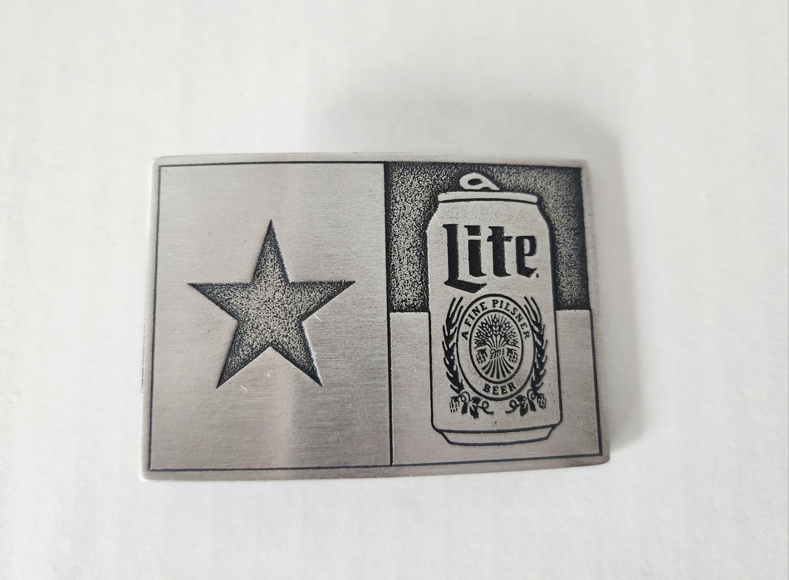 Miller Lite Silver Rectangle Belt Buckle