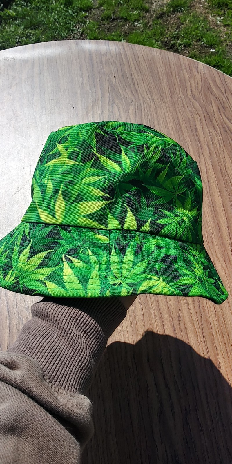 Pot Leaf Flower Bucket Hat Green And Black Small