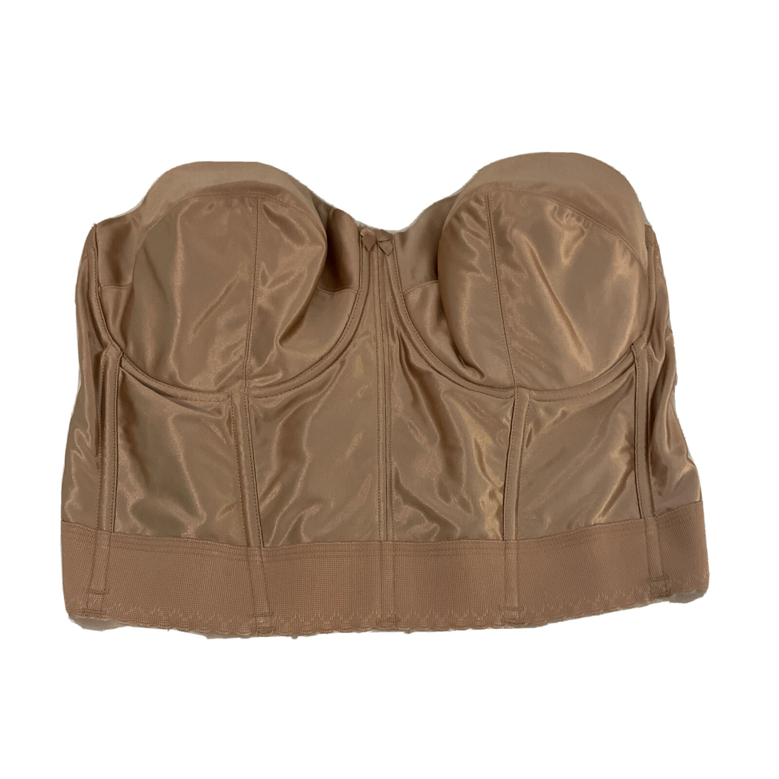 Adonna Bustier 42DD Nude Backless Strapless Corset Bra Underwire Lined Vintage