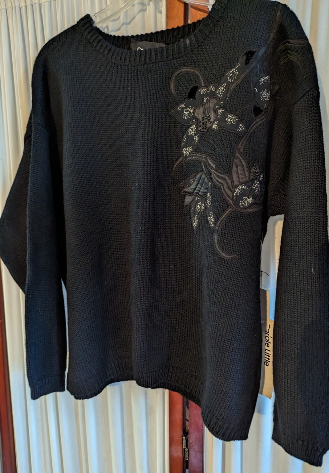 Women’s M Pullover Knit Sweater Carole Little for Saint-Tropez West Black
