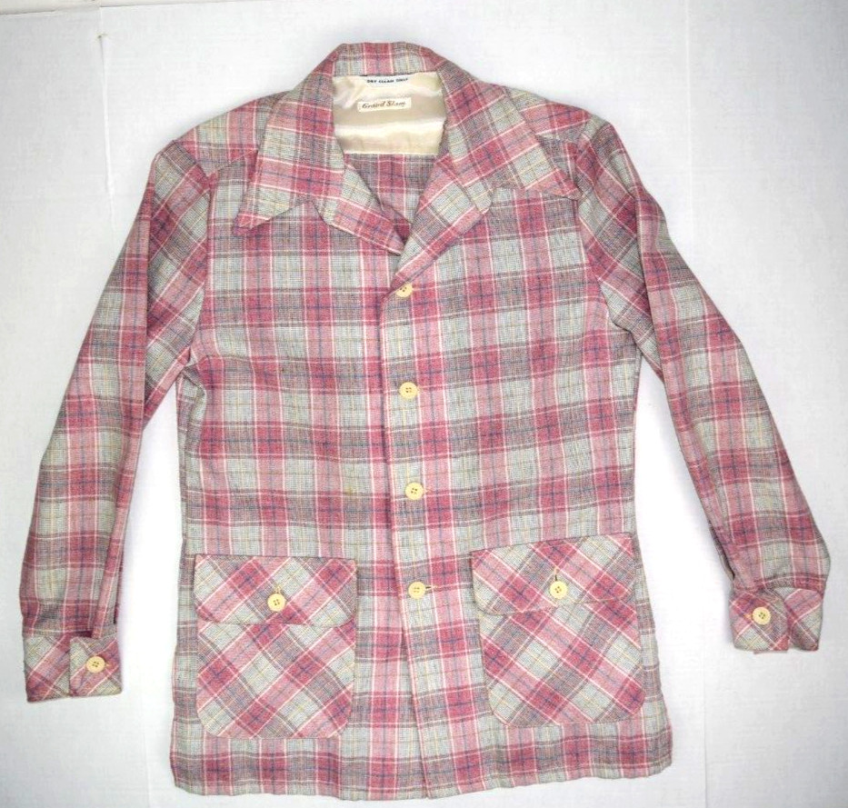 Vintage Plaid Leisure Jacket Grand Slam Munsingwear Size S/M 70s Mauve Lite Gray