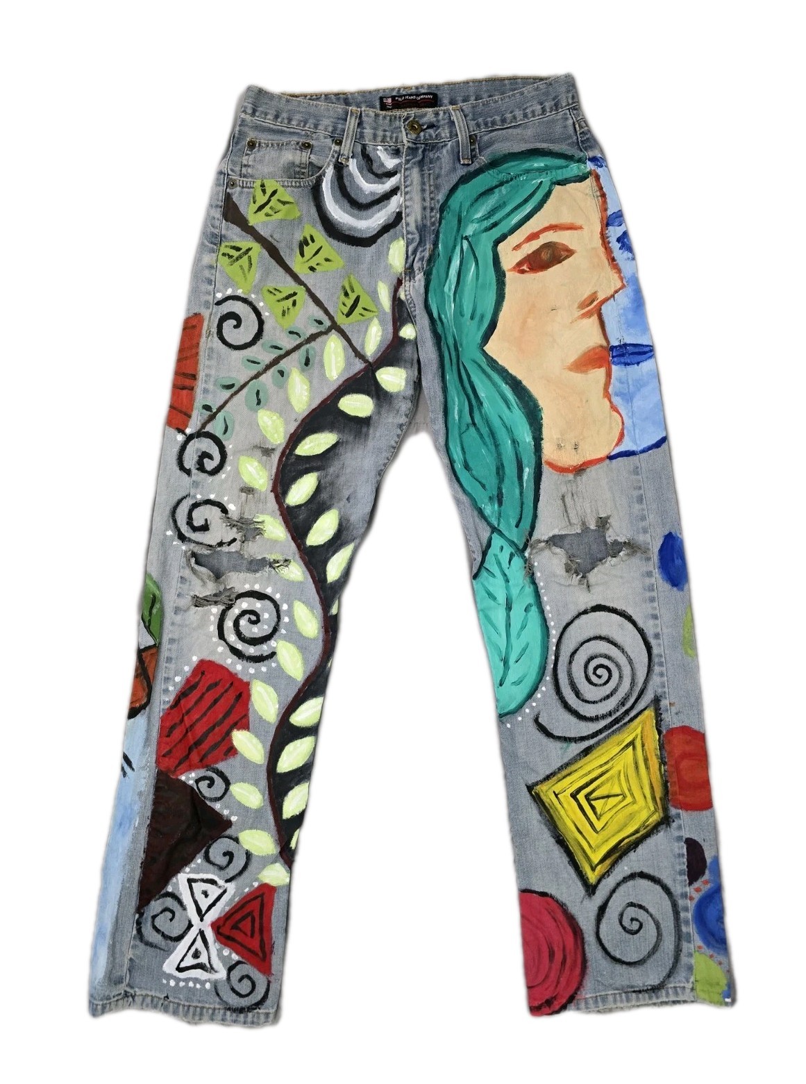One of a Kind Hand Painted 90s Polo Jean Co. Ralph Lauren Art Jeans | Custom Den