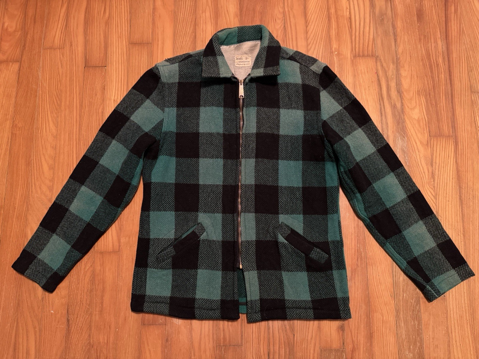Vintage 1950s 1960s Wool Plaid Jacket Small 38 50s 60s