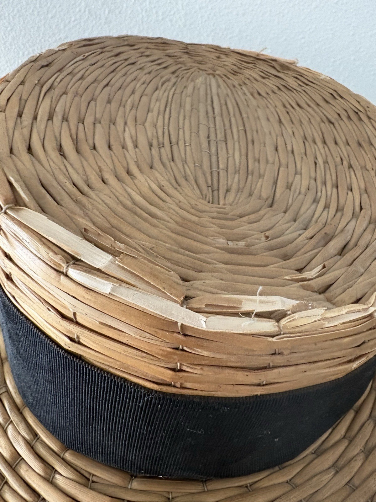 Vintage J.C. Penney Co Solar Straws Straw Boater Hat 7 1/4″ Genuine Yeddo VTG