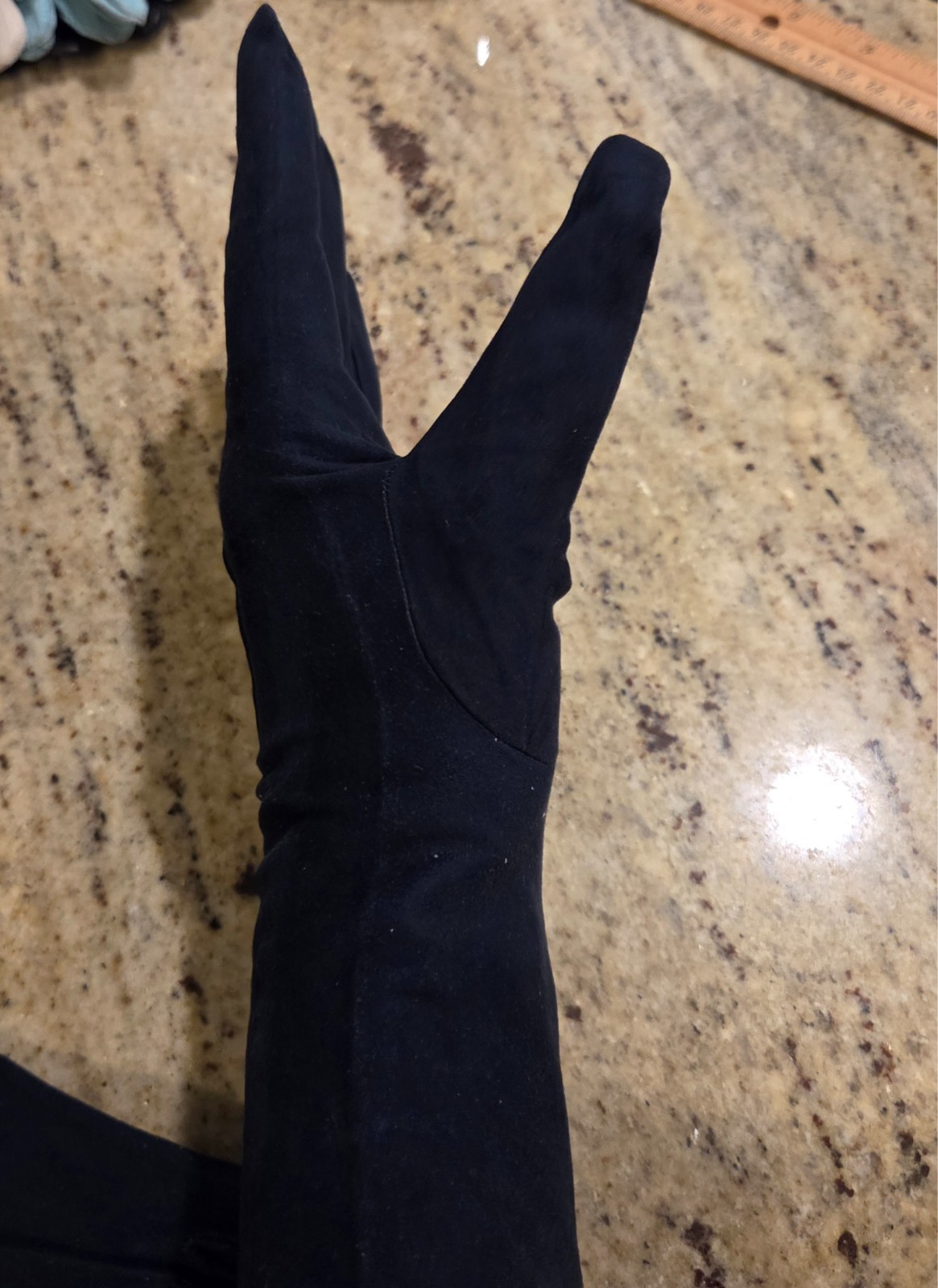Vintage Womens Size M 7 Blue Suede Leather Formal 11″ Long Gloves