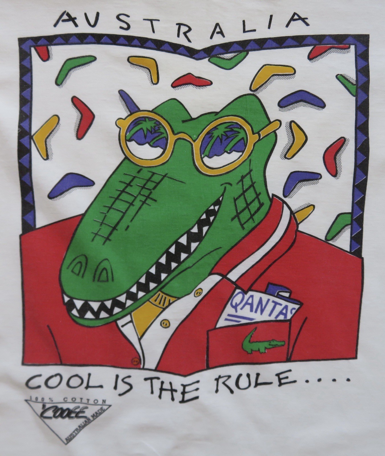 Vintage 1990 Cooee Australia Cool Is The Rule Alligator T-shirt 100% Cotton SZ M