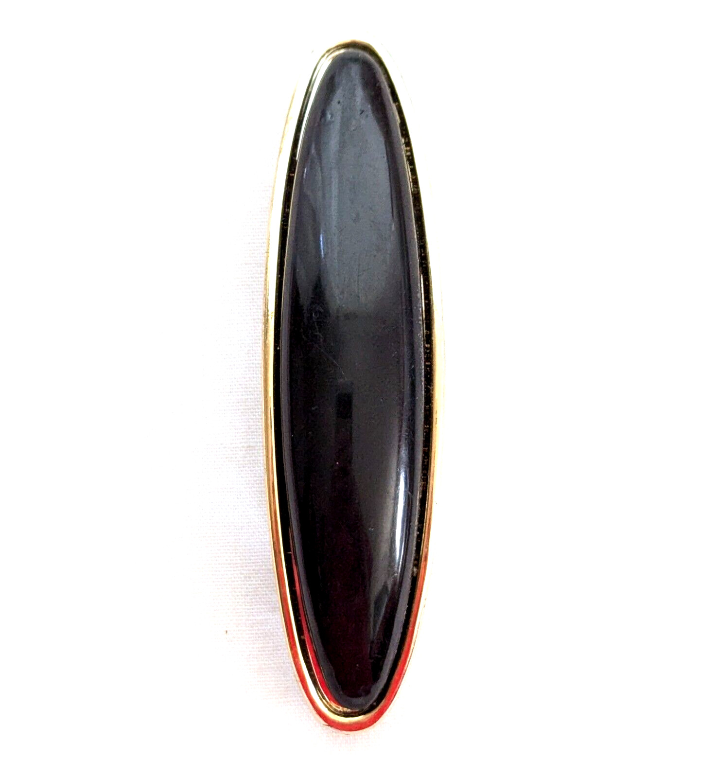 Long Oval Barrette Black Acrylic Vintage Modernist Style Hair Accessories