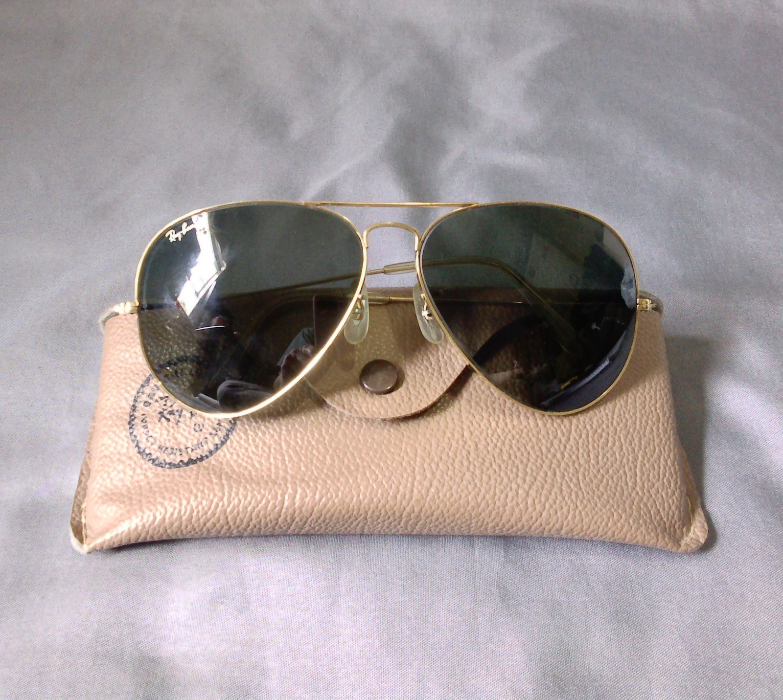 Vtg Ray Ban Bausch & Lomb Aviator Gold Tone Frame G15 Green Lenses W/Brown Case