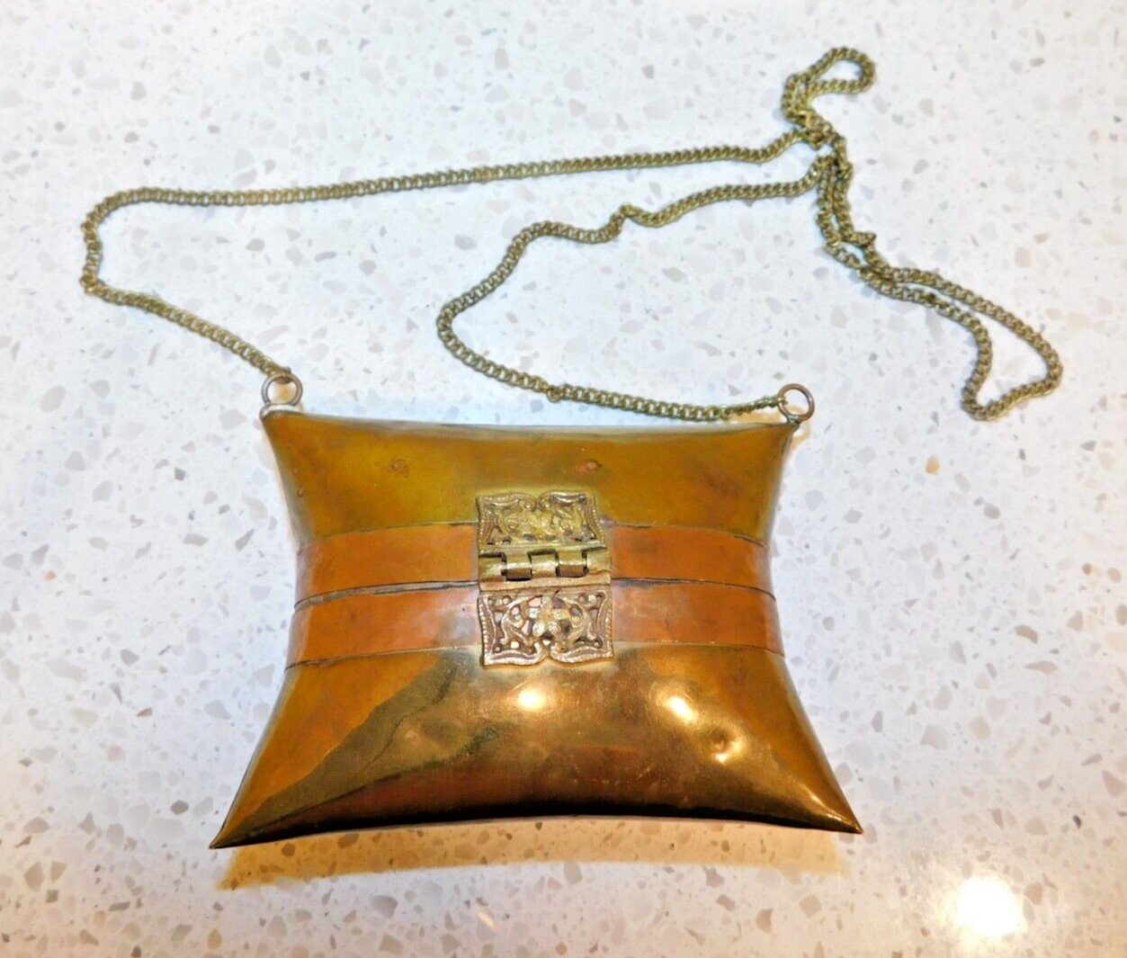 Pillow Purse 1920s 1930s Brass & Copper Art Deco Metal Handbag, 7/32