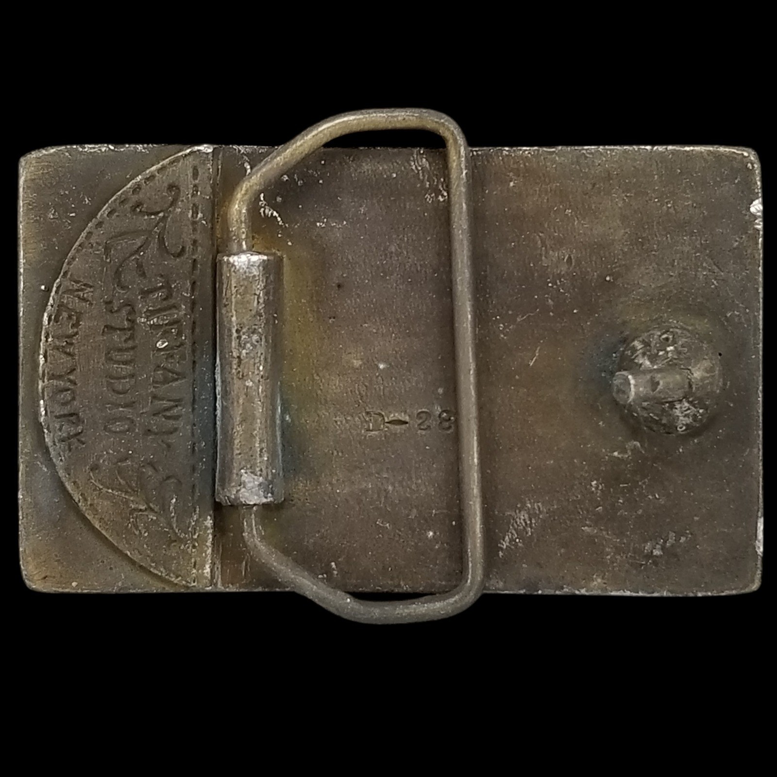 Vintage Pharmacy Stamp Belt Buckle Tiffany Studio New York Brass