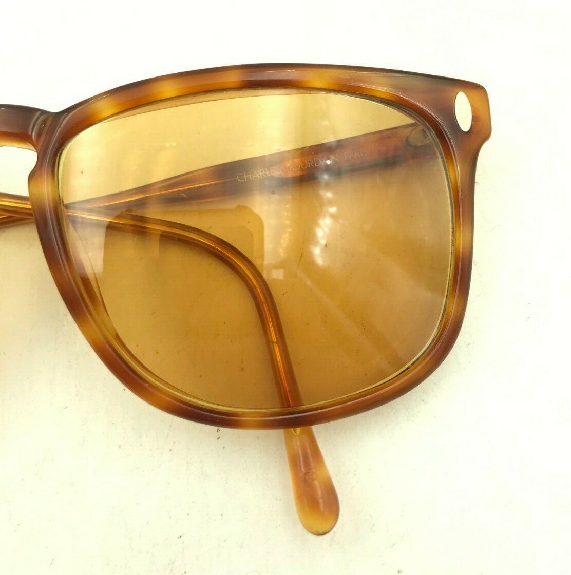Vintage Charles Jourdan Brown Oval Horn-Rimmed Sunglasses FRAMES ONLY