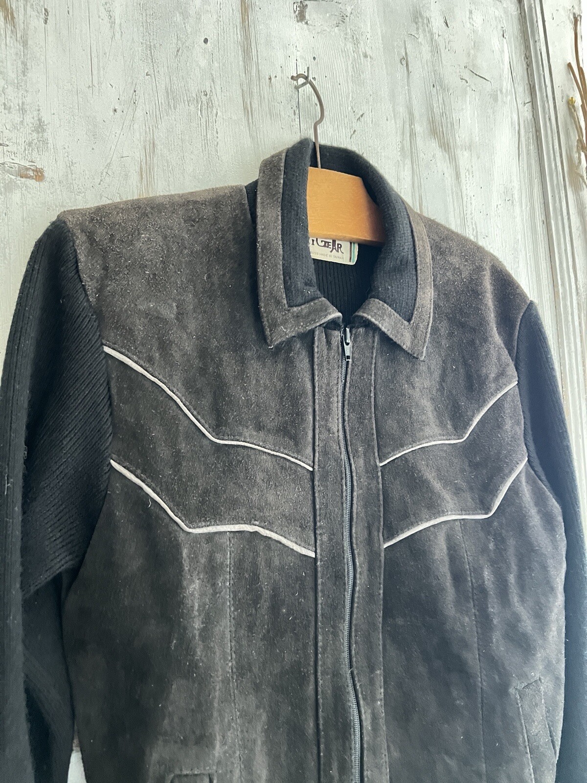Vintage French black SUEDE JACKET c1950