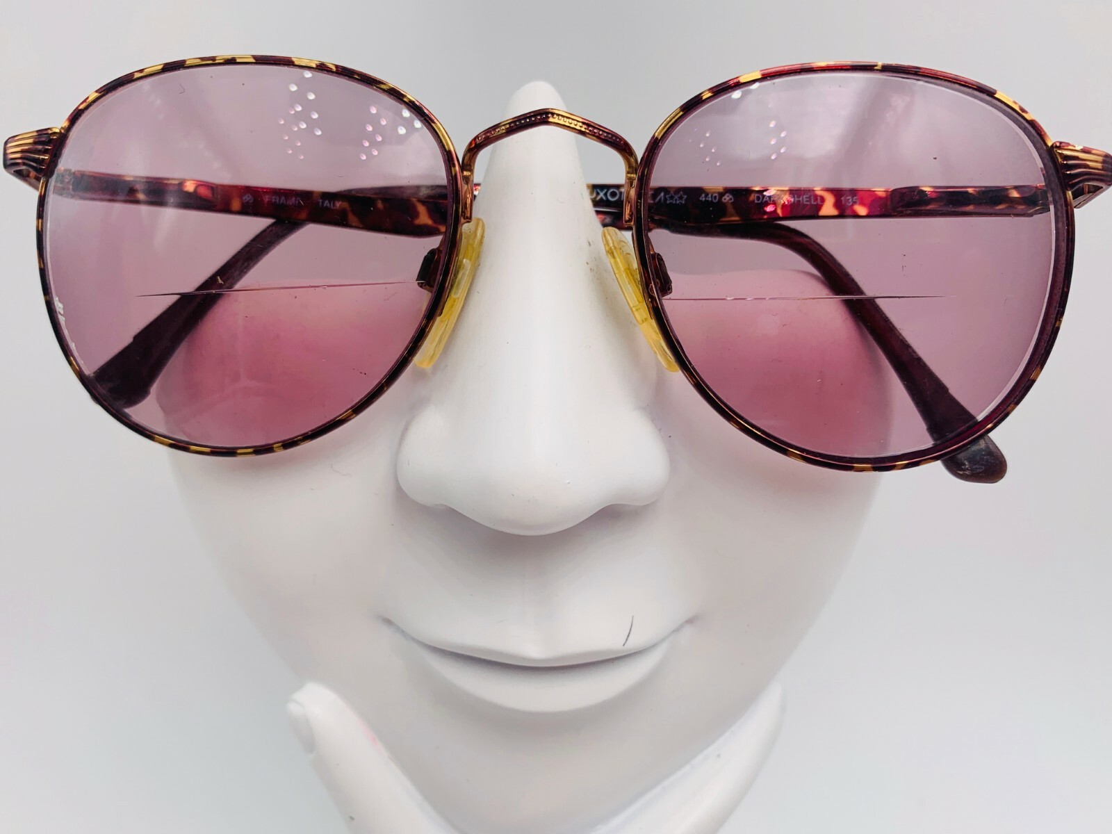 Vintage Luxottica 440 Brown Metal Round Oval Sunglasses Italy FRAMES ONLY