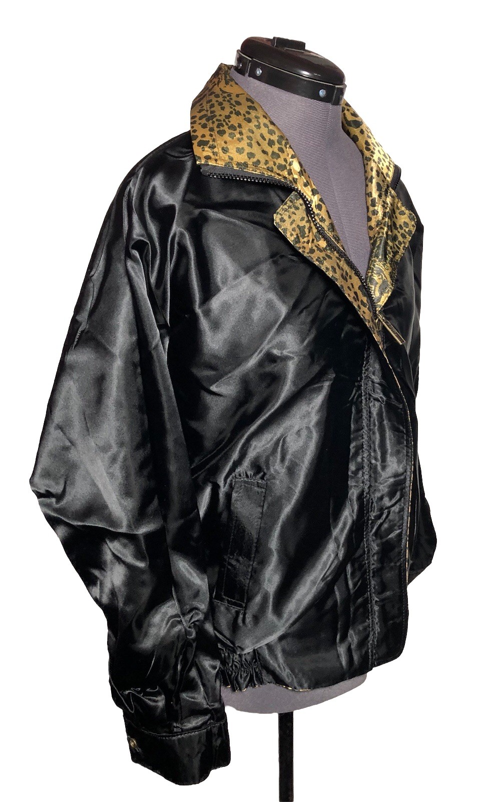 Vintage 80s Hanarum Reversible Gold Black Leopard Jacket Korea B-52” L-24.5”
