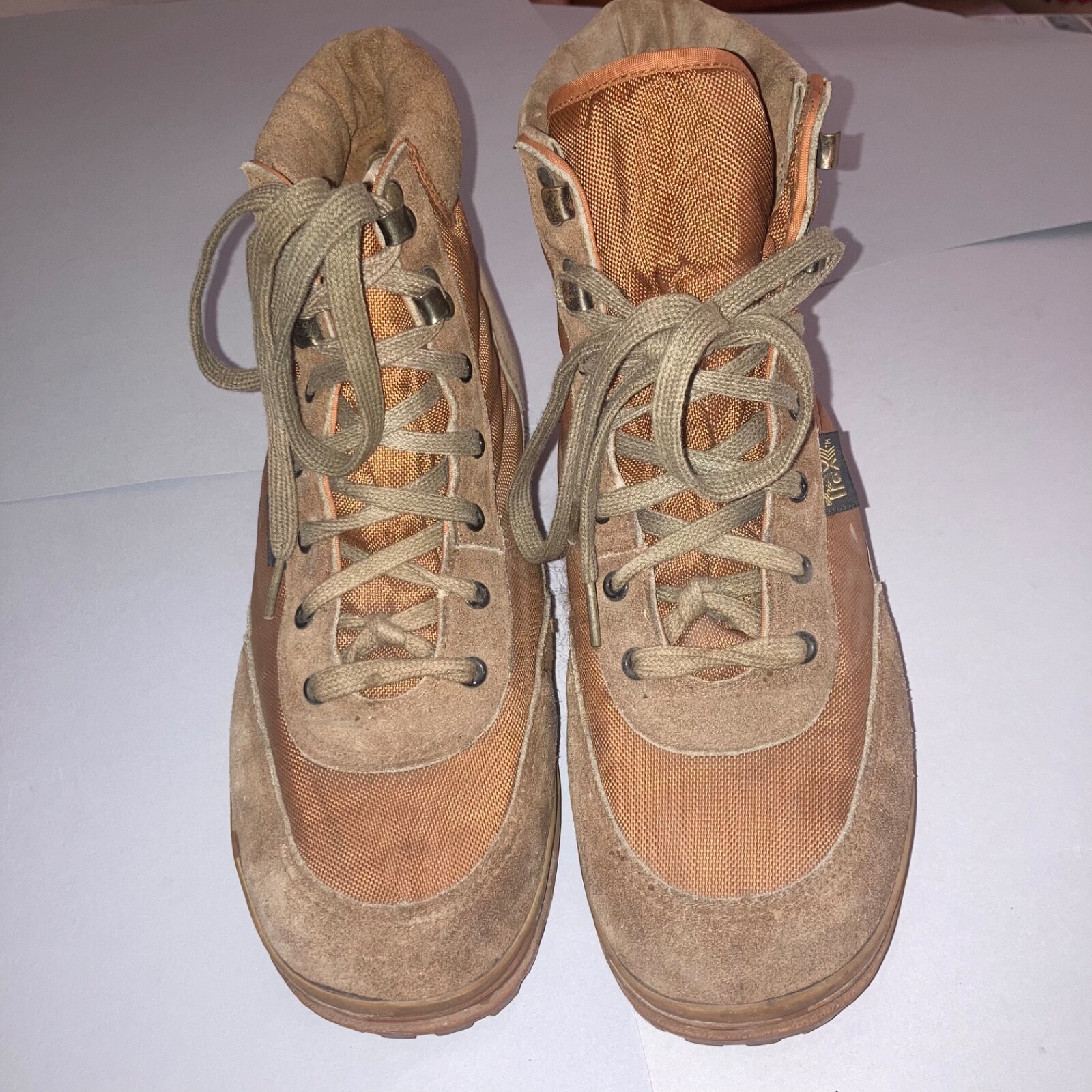 Trax Vintage Tan Brown Synthetic & Suede Hiking Boots 1970s 1980s Mens Size 11