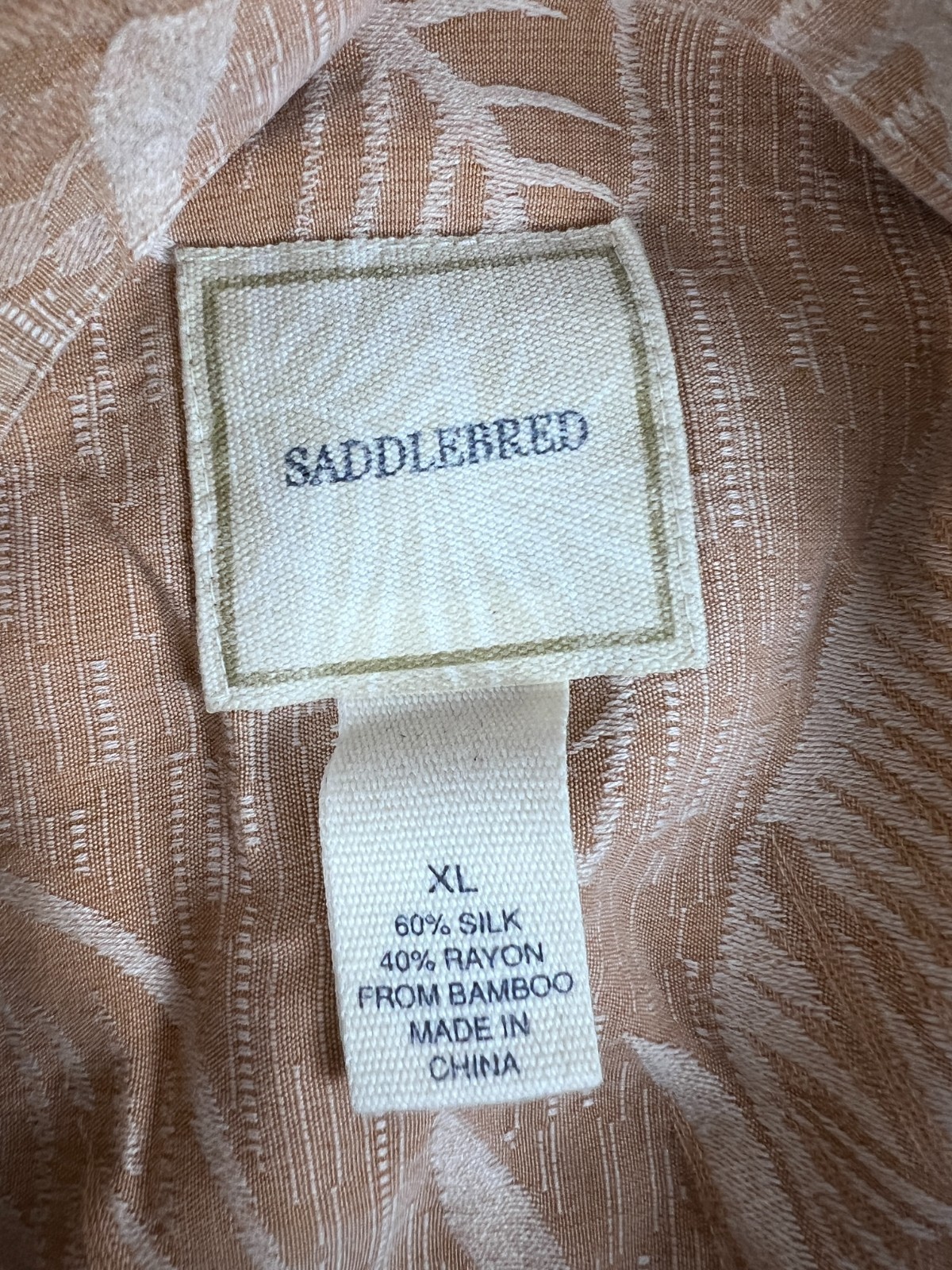 VTG Saddlebred Pigment Dyed Peach Silk Bamboo Blend Hawaiian Shirt Men’s XL
