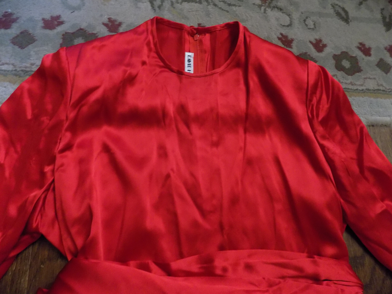 Vtg David Hayes Silk Blouse w tie & High Waist Pants Set Designer True RED Sz 8