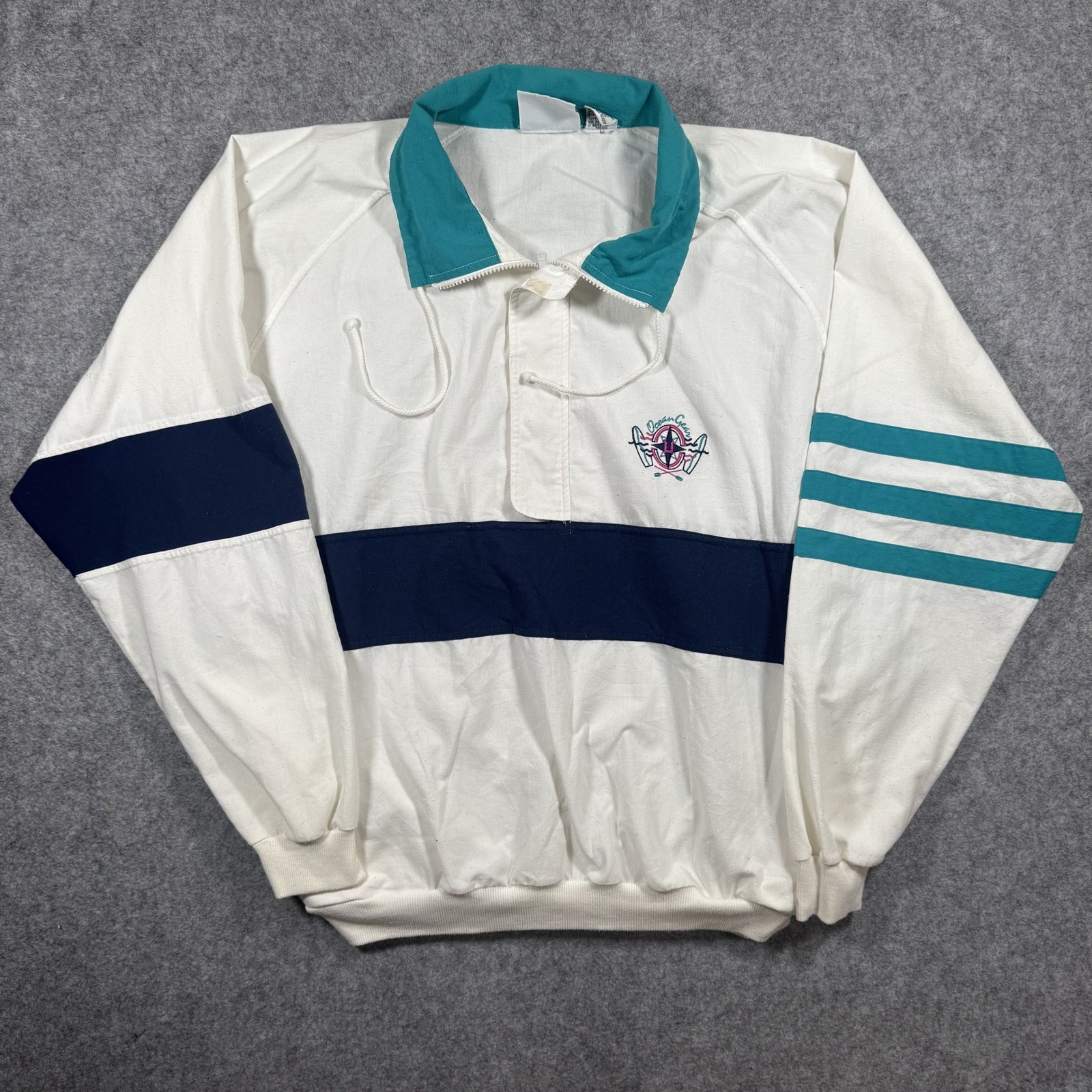 The Men’s Store Ocean Gear Pullover XL White Colorblock Vintage 90s Nautical
