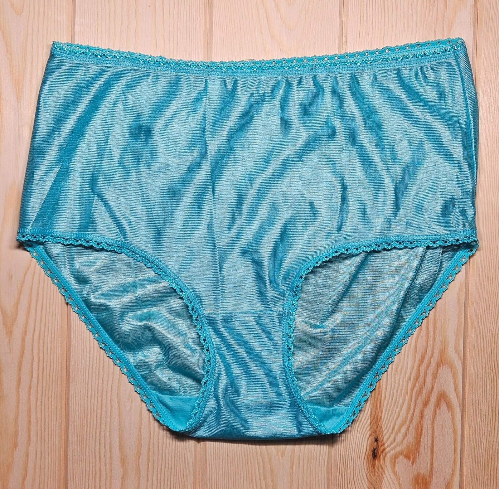 Vintage Blue Sheer Nylon Panties Panty Granny S/M Sissy Silky Shiny