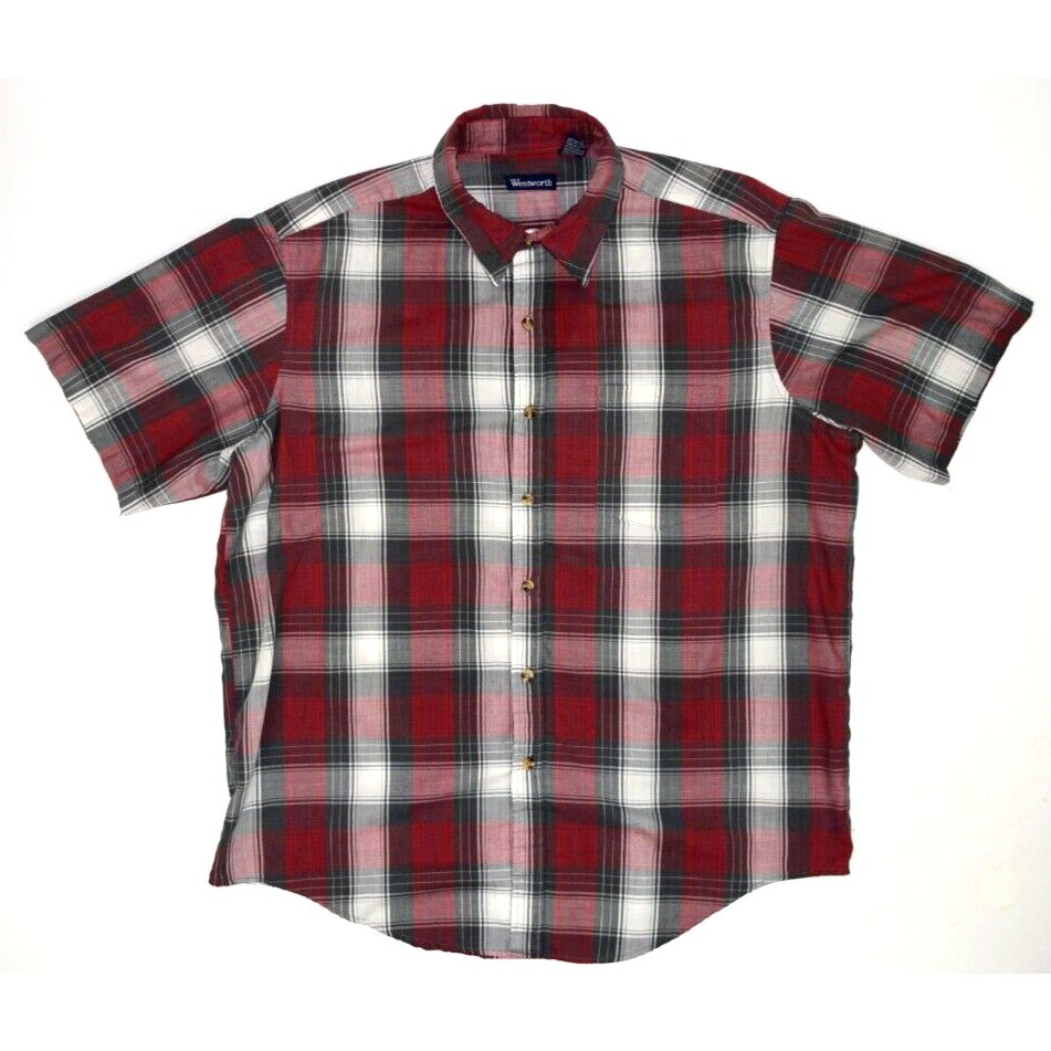 Vintage Plaid Shirt Size XL 80s Wentworth Maroon Ivory Shadow Cobain Special