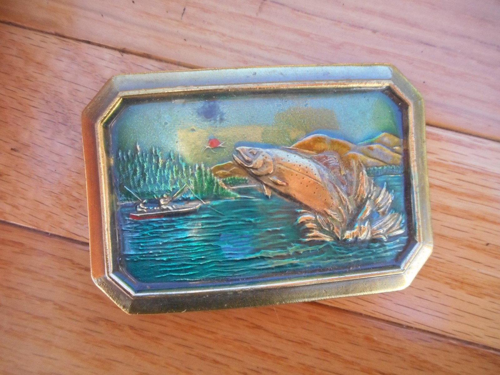  The Great American Buckle Co. 1977 Trout Fish Salmon Belt Buckle # 527 Brass